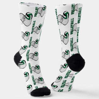 Volleyball - Dunkelgrün, Schwarz und Weiß Socken