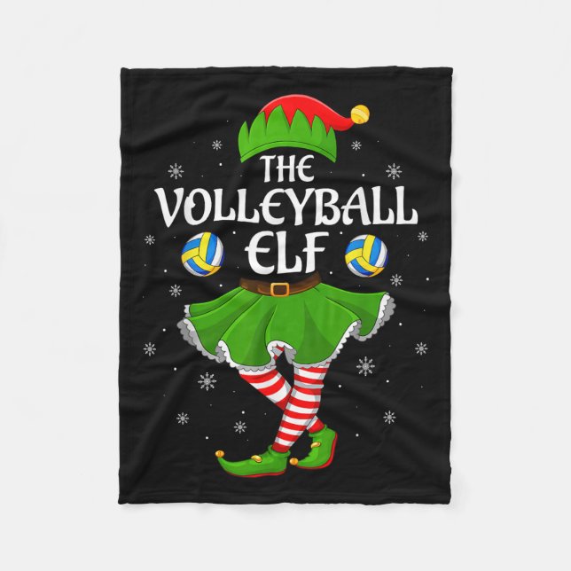 Volleyball Elf Christmas Family Girls Women Elf Sq Fleecedecke (Vorderseite)