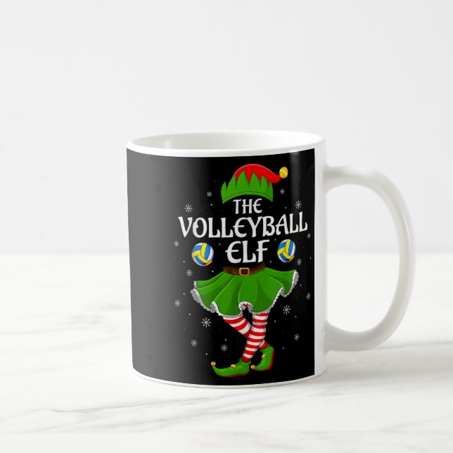 Volleyball Elf Christmas Family Girls Women Elf Sq Kaffeetasse (Rechts)