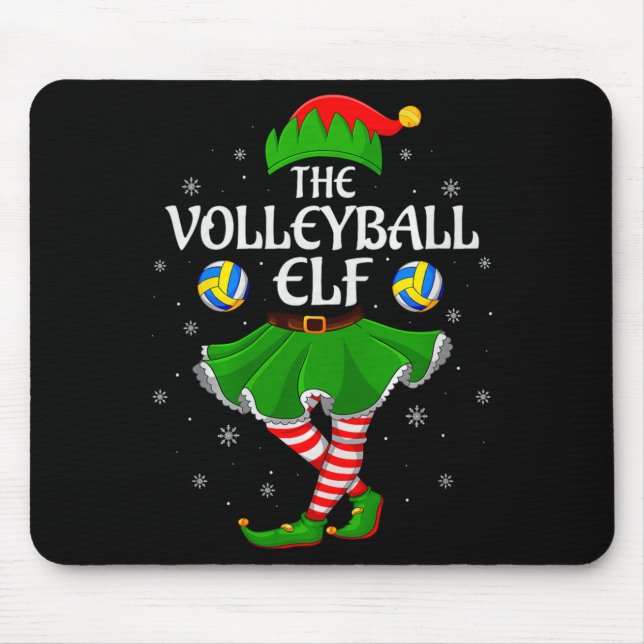 Volleyball Elf Christmas Family Girls Women Elf Sq Mousepad (Vorne)
