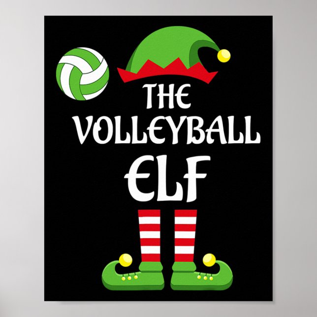 Volleyball Elf Christmas Merry Xmas Volleyball Pla Poster (Vorne)