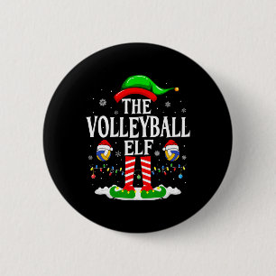 Volleyball Elf Funny Matching Xmas Volleyball Button