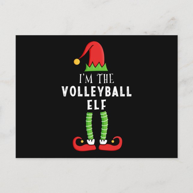 Volleyball Elf Weihnachtsmatte Familiengeschenk Postkarte (Vorderseite)