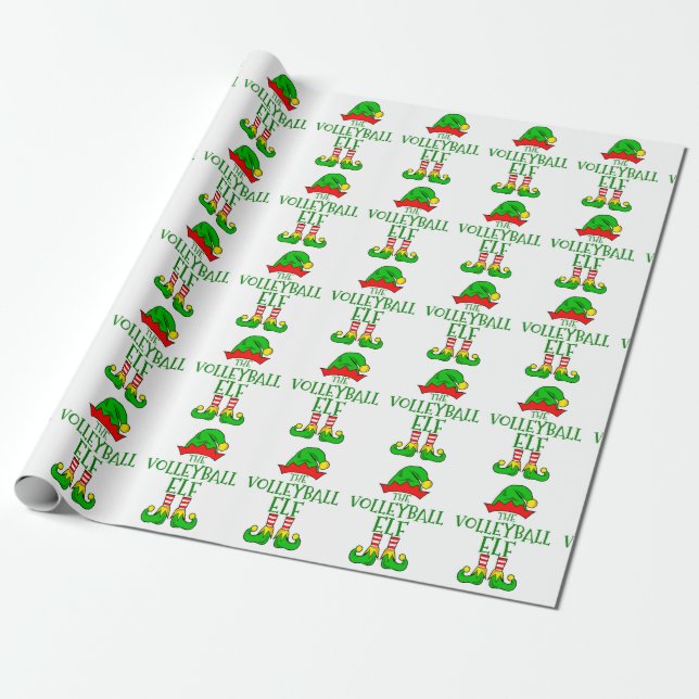 Volleyball Elf Wrapping Paper Geschenkpapier (Ungerollt)