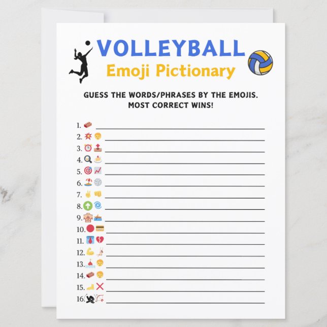 Volleyball Emoji Pictionary (Vorderseite)