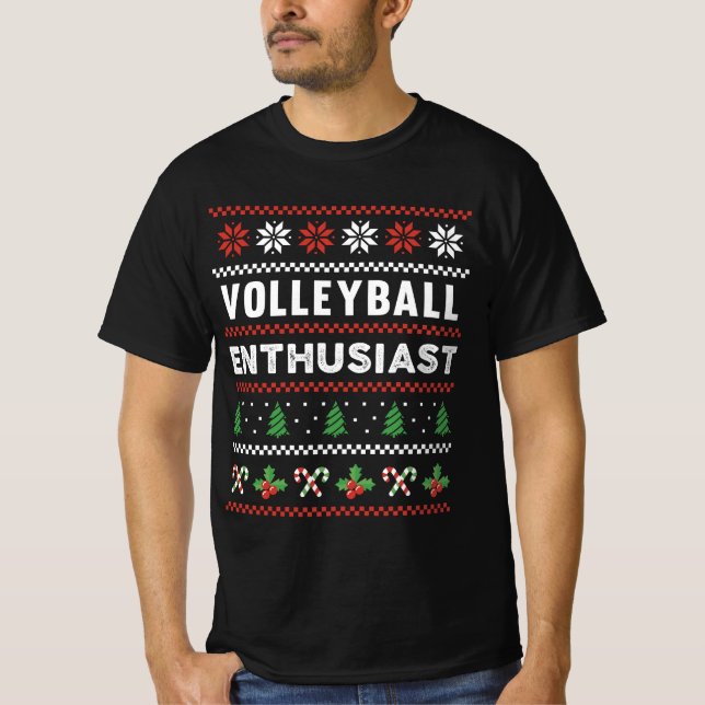 Volleyball-Enthusiasten Ugly Christmas Sweater Ges T-Shirt (Vorderseite)