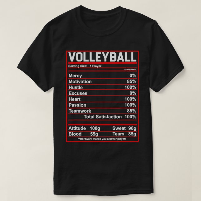 Volleyball Ernährung Fakten 2 T-Shirt (Design vorne)