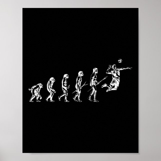 Volleyball Evolution Man Funny Vball Player Bea Poster (Vorne)