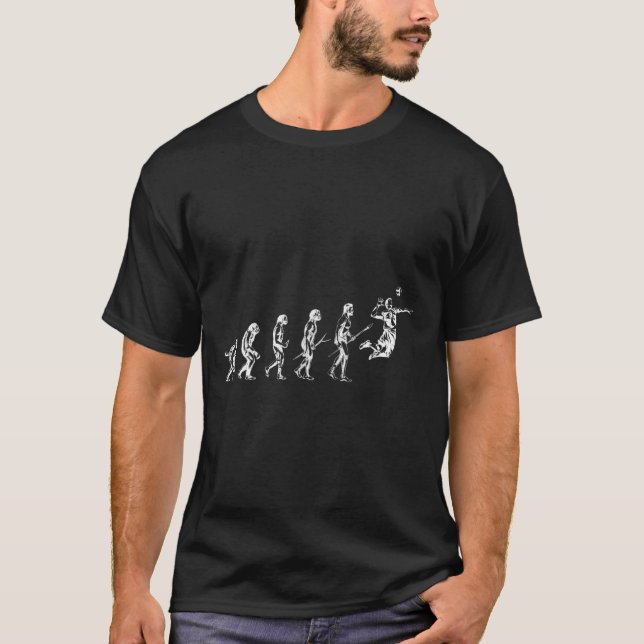 Volleyball Evolution Man Funny Vball Player Bea T-Shirt (Vorderseite)
