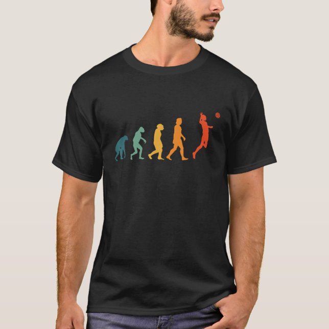 Volleyball Evolution Retro Beachvolleyball T-Shirt (Vorderseite)