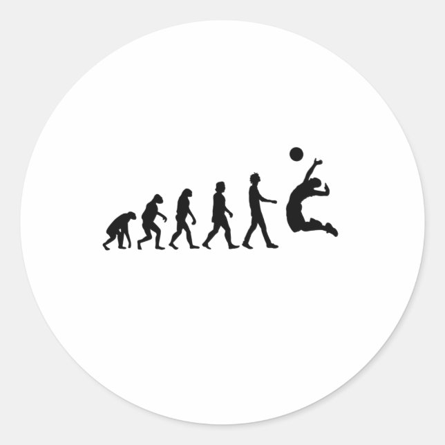 Volleyball-Evolution Runder Aufkleber (Vorderseite)