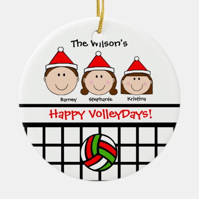 Volleyball-Familie 3 (Mädchen) personifizieren Keramikornament (Vorne)