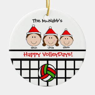 Volleyball-Familie 3 personifizieren Verzierung Keramikornament