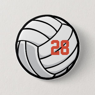Volleyball Fan Club White Black Orange Sportteam Button