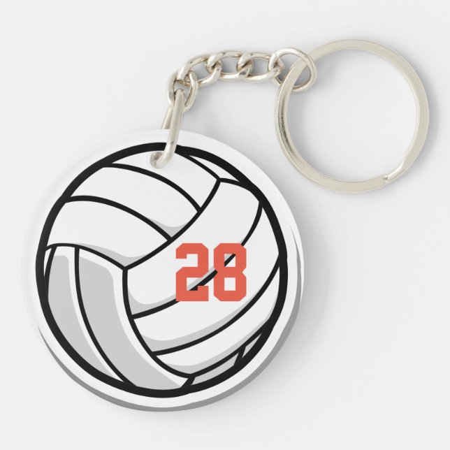 Volleyball Fan Club White Black Orange Sportteam Schlüsselanhänger (Rückseite)