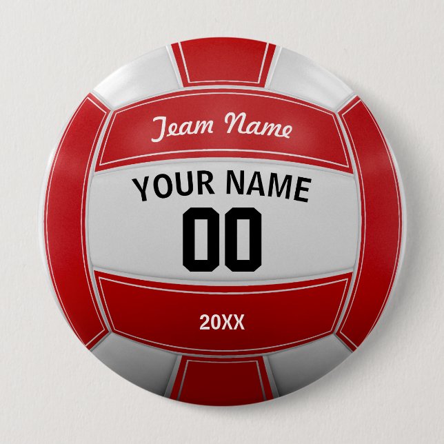 Volleyball Fan Name Year Team Red Button (Vorderseite)