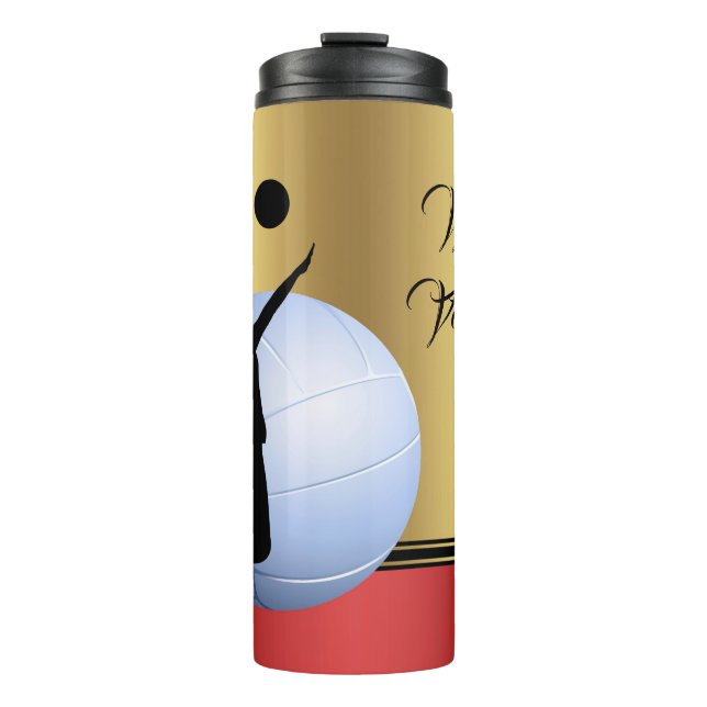 Volleyball Female Player Ball elegant personalisie Thermosbecher (Vorderseite)