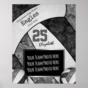 Volleyball-Foto der schwarzen Graumädchen Poster