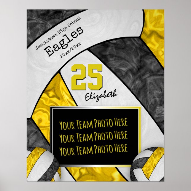 Volleyball-Foto für schwarzgelbe Girls Poster (Vorne)