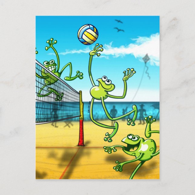 Volleyball Frog Postkarte (Vorderseite)
