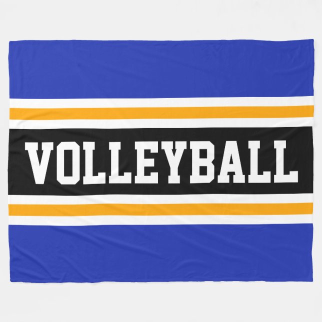 VOLLEYBALL Fun Navy Blue Yellow Black Stripes Fleecedecke (Vorderseite (Horizontal))