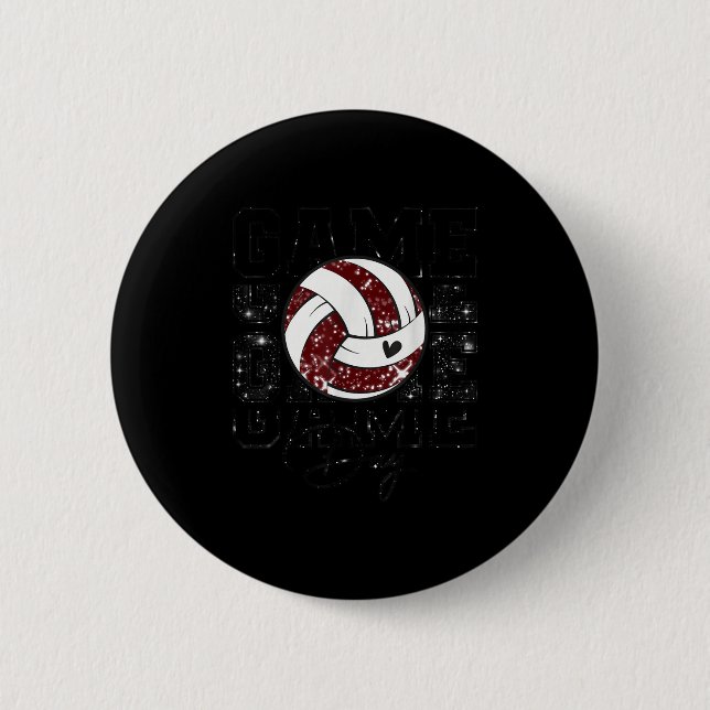 Volleyball Game Day Girls Volleyball Mom Maroon &a Button (Vorderseite)