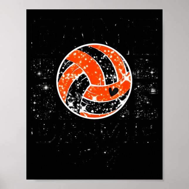 Volleyball Game Day Girls Volleyball Mom Orange &a Poster (Vorne)
