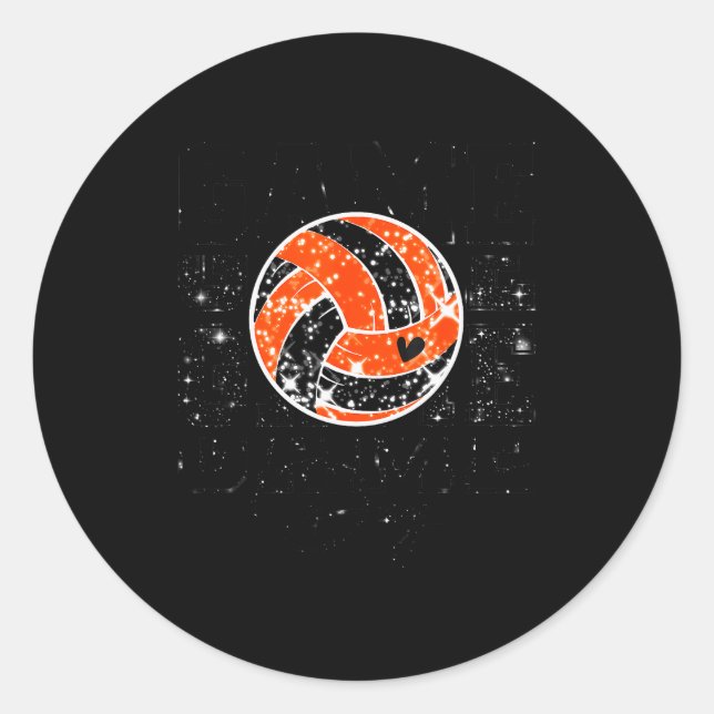 Volleyball Game Day Girls Volleyball Mom Orange &a Runder Aufkleber (Vorderseite)