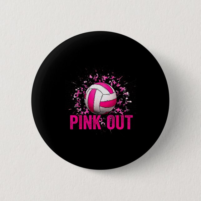 Volleyball Game Day Nk Out Breast Cancer Awareness Button (Vorderseite)