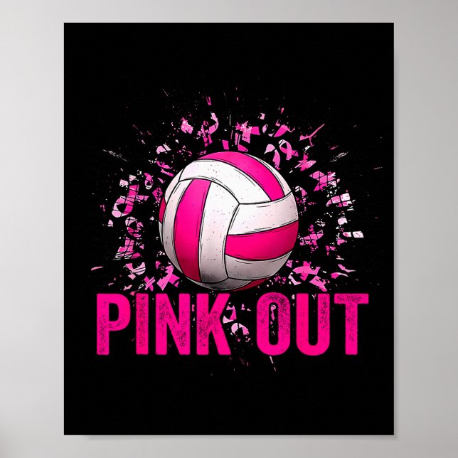 Volleyball Game Day Nk Out Breast Cancer Awareness Poster (Vorne)