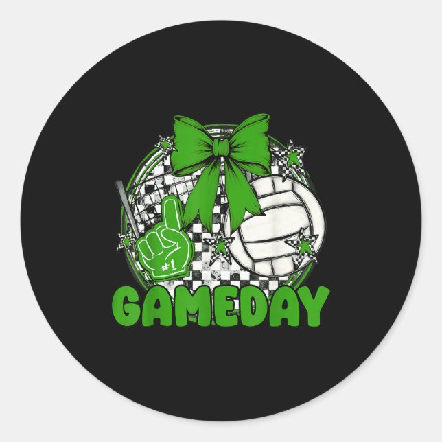 Volleyball Game Day Retro Girls Volleyball Mom Che Runder Aufkleber (Vorderseite)