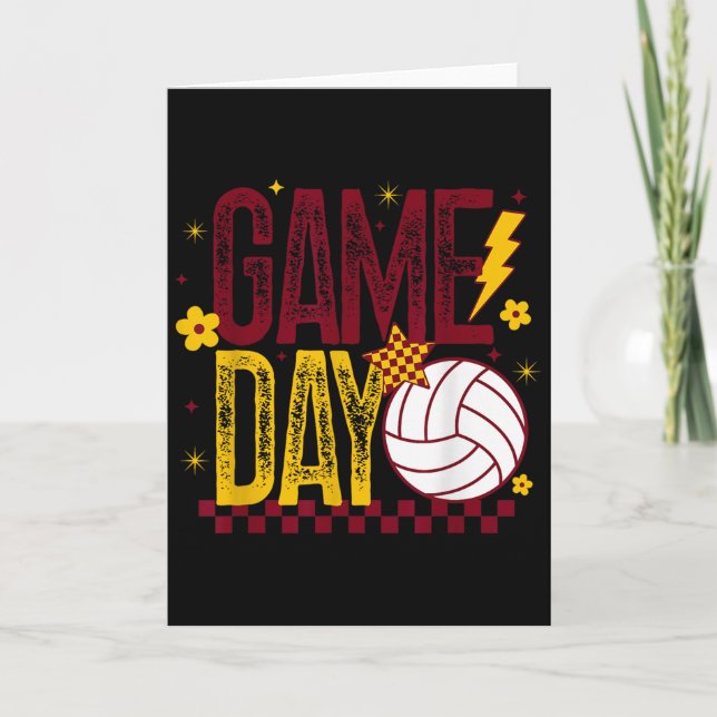Volleyball Game Day Retro Girls Volleyball Mom Mar Karte (Vorderseite)