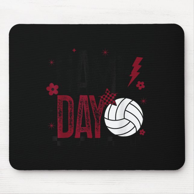 Volleyball Game Day Retro Girls Volleyball Mom Mar Mousepad (Vorne)