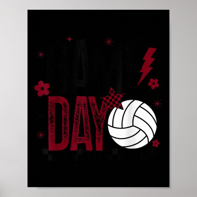 Volleyball Game Day Retro Girls Volleyball Mom Mar Poster (Vorne)
