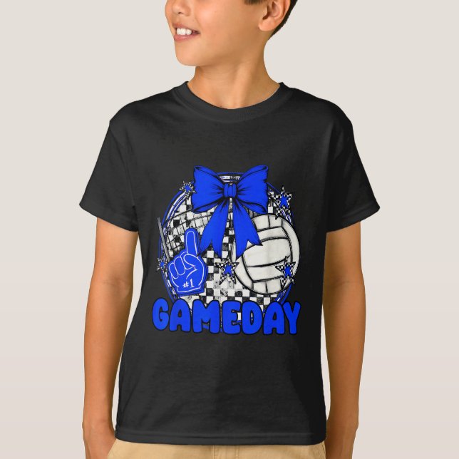 Volleyball Game Day Retro Girls Volleyball Mom Roy T-Shirt (Vorderseite)