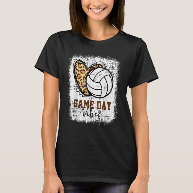 Volleyball Game Day Vibes Volleyball Mom Leopard B T-Shirt (Vorderseite)