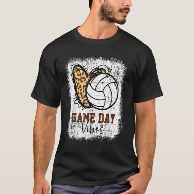 Volleyball Game Day Vibes Volleyball Mom Leopard B T-Shirt (Vorderseite)