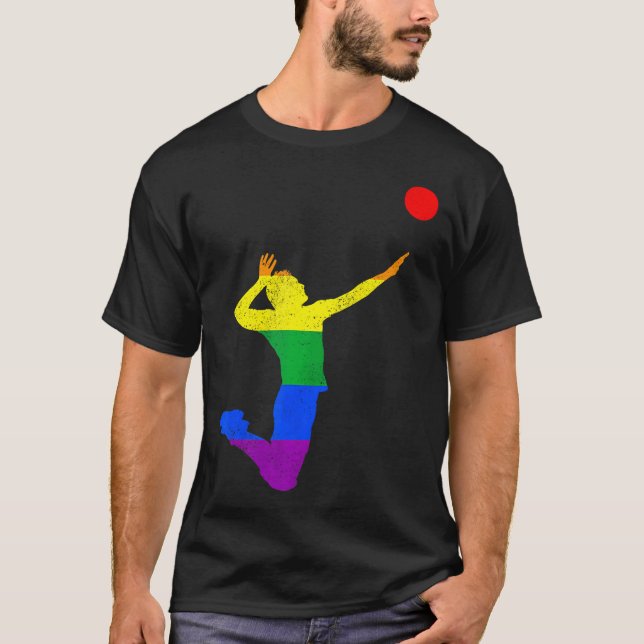 Volleyball Gay Pride LGBTQ Volleyball-Spieler T-Shirt (Vorderseite)