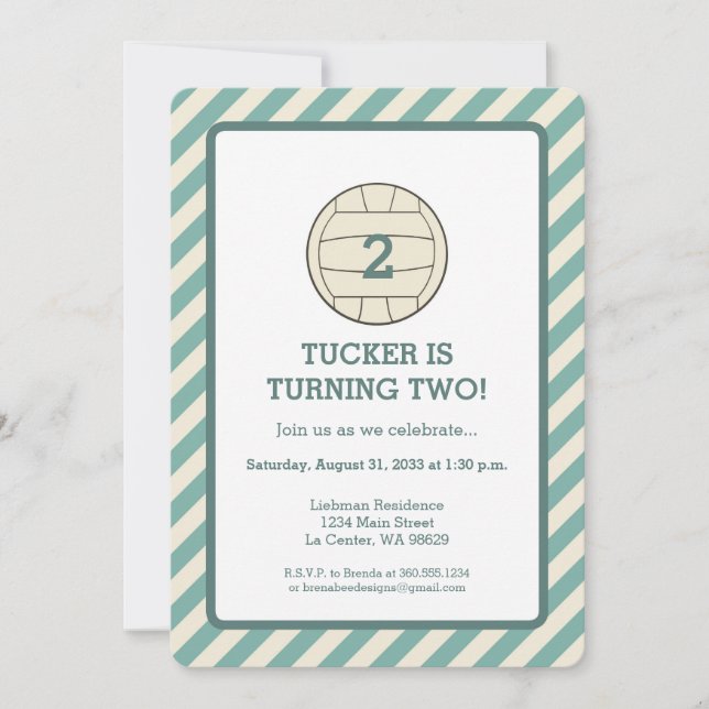 Volleyball Geburtstagsparty Einladung (Vorderseite)