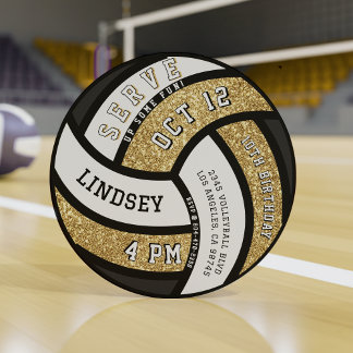 Volleyball Geburtstagsparty Gold Glitzer Einladung