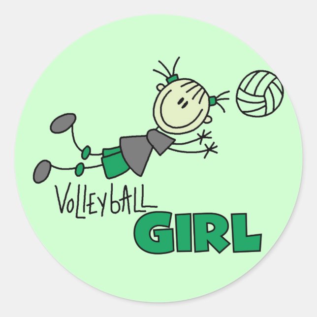 Volleyball Girl Tshirts und Geschenke Runder Aufkleber (Vorderseite)