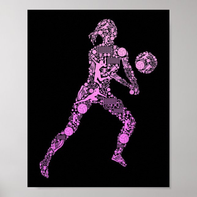 Volleyball Girl Women Youth Player 7 Poster (Vorne)