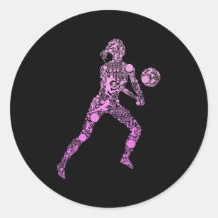 Volleyball Girl Women Youth Player 7 Runder Aufkleber