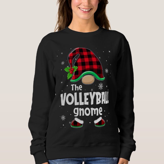 Volleyball Gnome Buffalo Plaid Christmas Matching  Sweatshirt (Vorderseite)