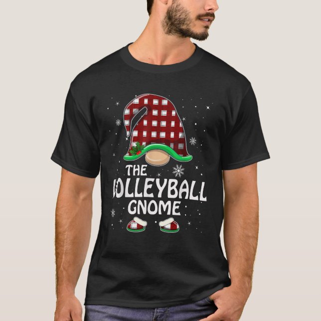 Volleyball Gnome Buffalo Red Plaid Matching Family T-Shirt (Vorderseite)