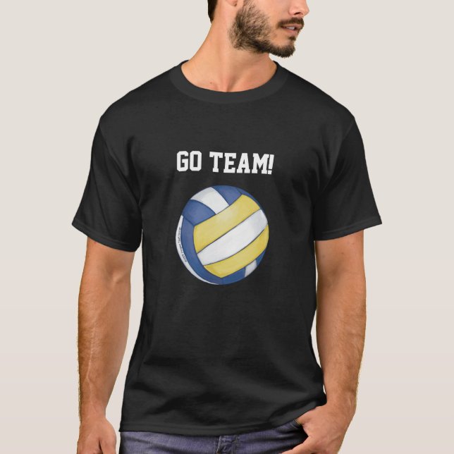 Volleyball, Go Team Anpassbare Männer T - Shirt (Vorderseite)