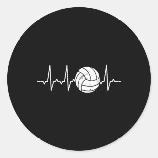 Volleyball Heartbeat Cute Fun Runder Aufkleber