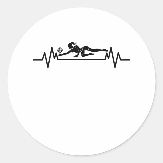 Volleyball Heartbeat Funny Volleyball Sportgeschen Runder Aufkleber (Vorderseite)