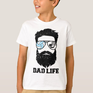 Volleyball Hockey Vater Unordentliches Haar Bart V T-Shirt
