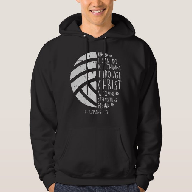 Volleyball I kann Dinge tun Bibel Verse Gott Jesus Hoodie (Vorderseite)